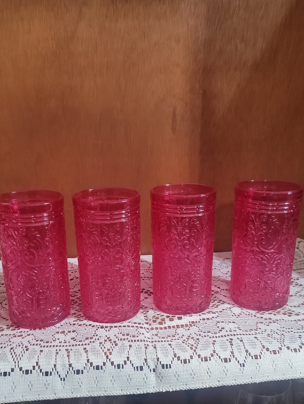 Set of 4 Godinger Jax Hot Pink Highball Glasses